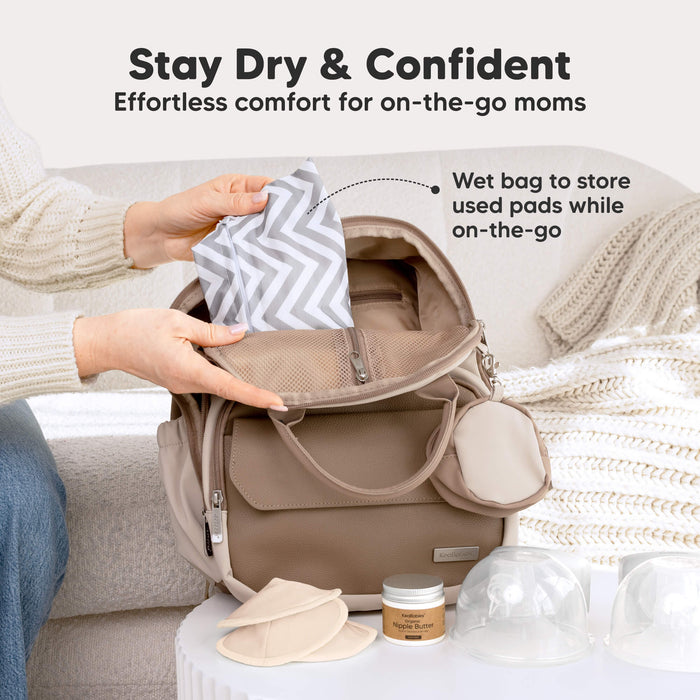 Stay Dry & Confident - Effortless comfort for on-the-go moms. Wet bag to store used pads while on-the-go