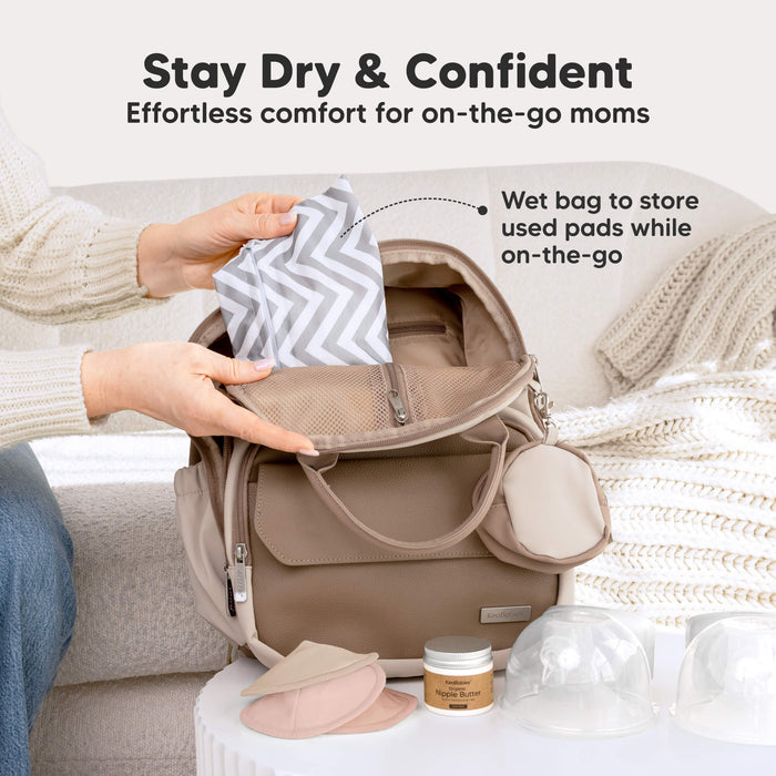 Stay Dry & Confident - Effortless comfort for on-the-go moms. Wet bag to store used pads while on-the-go