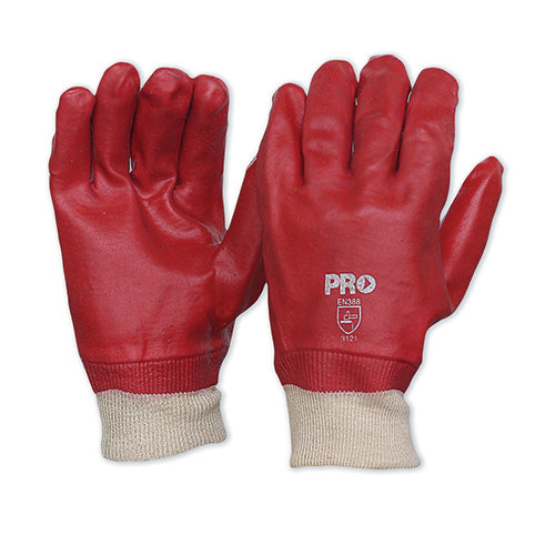 27cm Red PVC / Knit Wrist Gloves Large