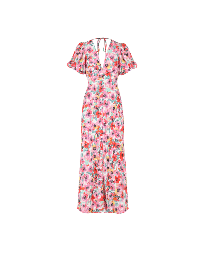 ALLEGRA SILK MIDI DRESS PANSY
