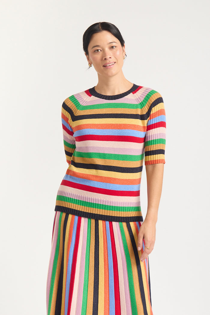 Avenue Lurex Top In Rainbow