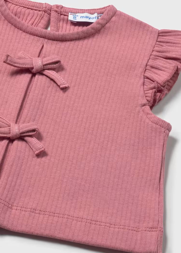 Carly Rib Knit Tie Top - Blush