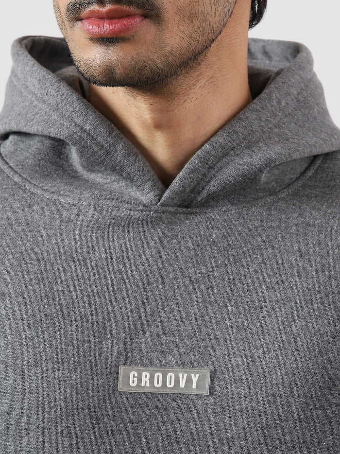 Charcoal heather grey hoodie flat lay minimal oversized Pakistan – GROOVY