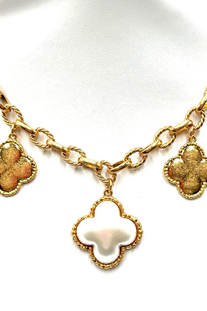 Style the Clover Pearl Charm Necklace exclusively at Born To Glam