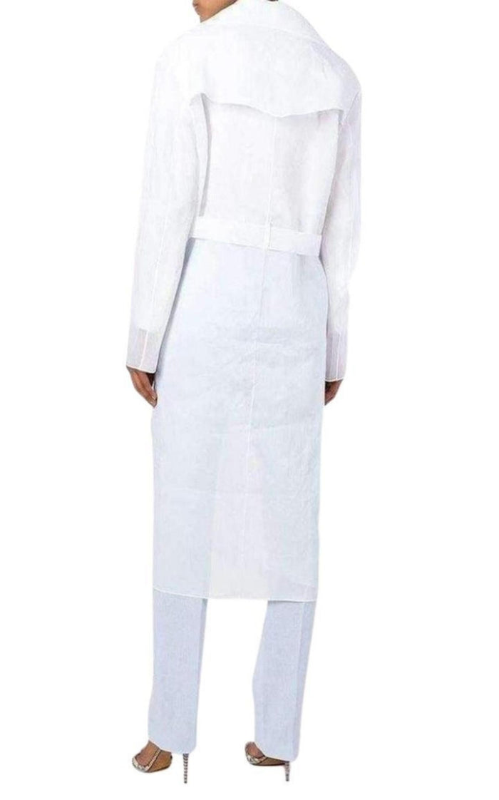 Nina Ricci Cotton Organza Mesh Double Breasted Overcoat - Runway Catalog