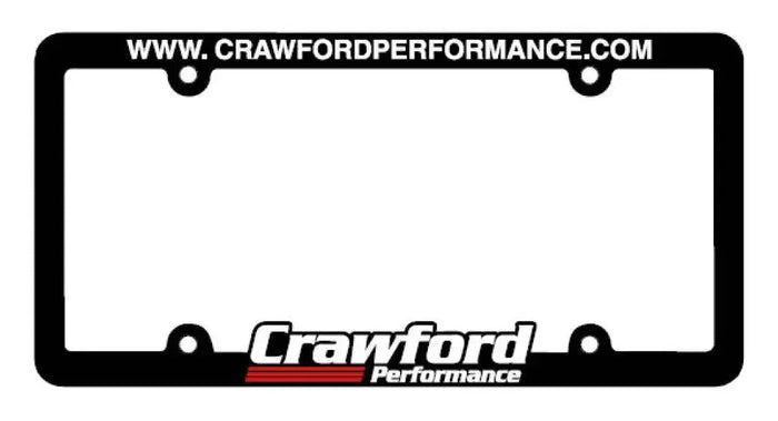 Crawford Performance branded metal license plate frame for Subaru vehicles