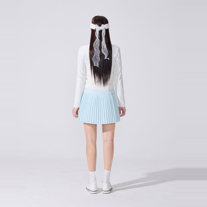 Crochet Flare Pleated Skirt (Mint)