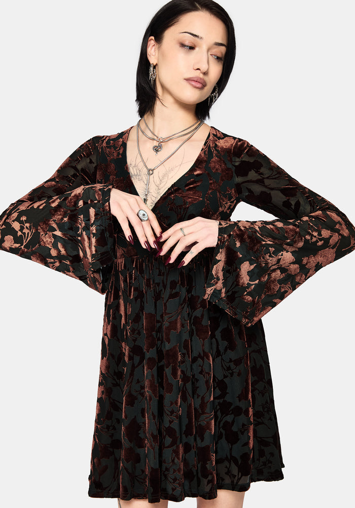 Dakota Devore Velour Flare Sleeve Mini Dress