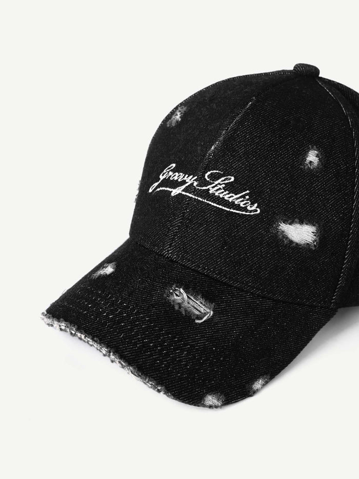 Distressed Denim black cap, limited run - GROOVY Pakistan