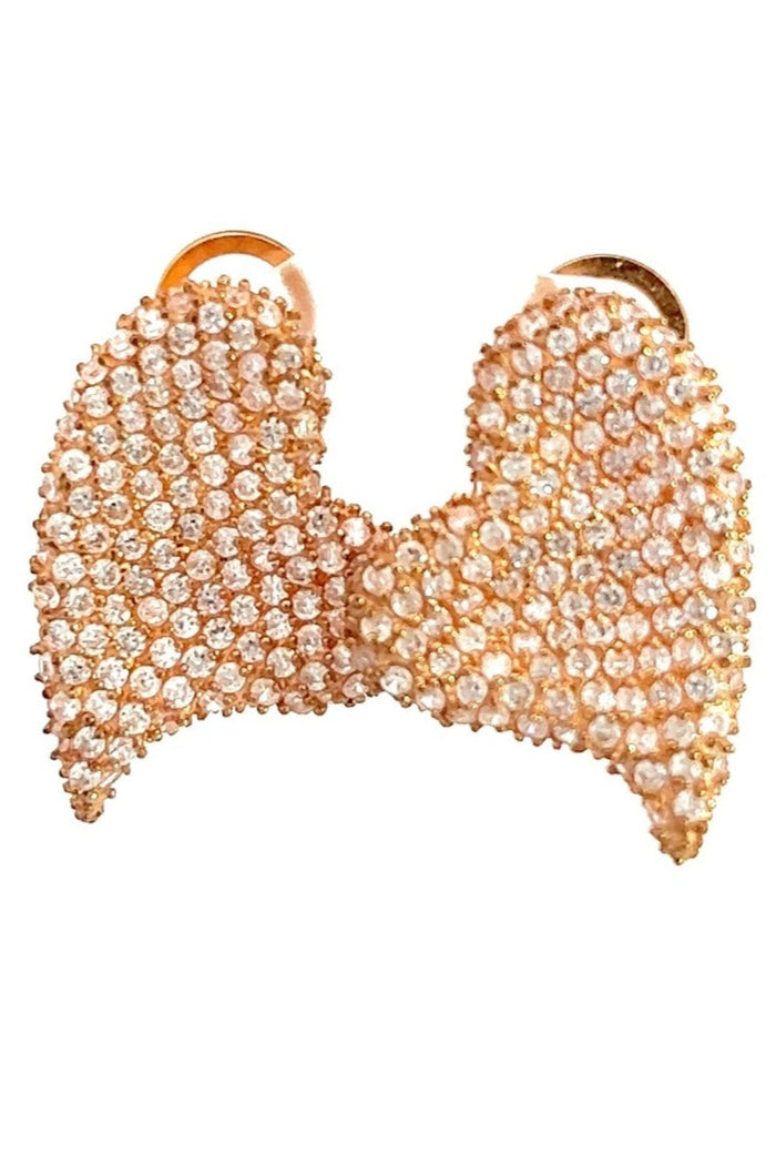 Style the Gold Crystal Heart Sterling Silver Stud Earring exclusively at Born To Glam