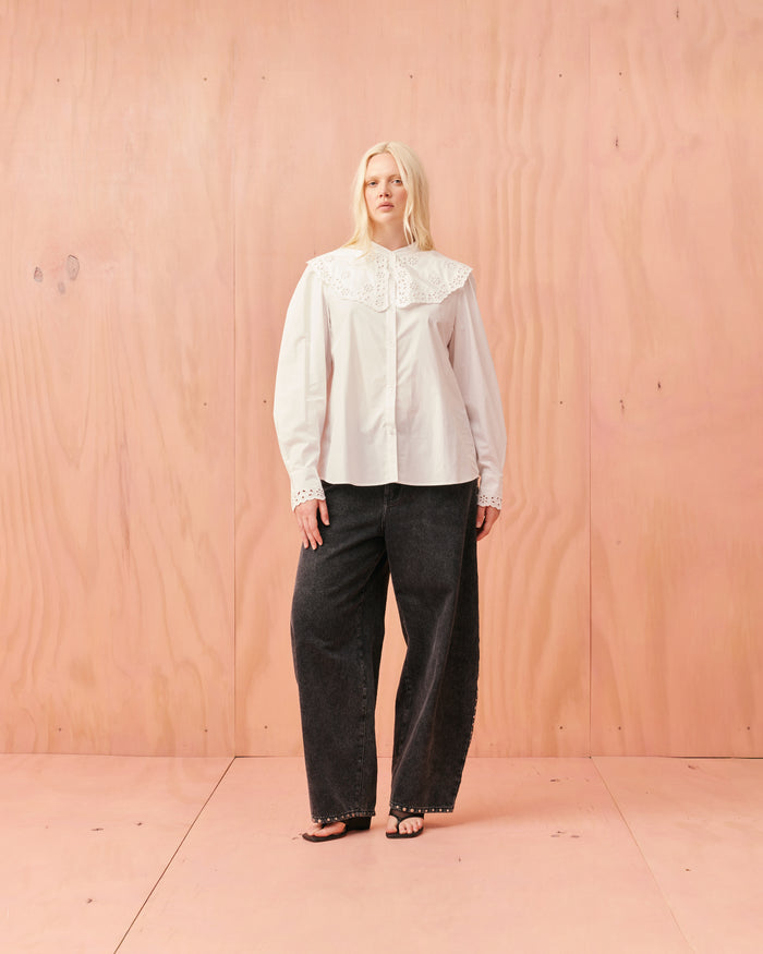GRETA BRODERIE SHIRT WHITE