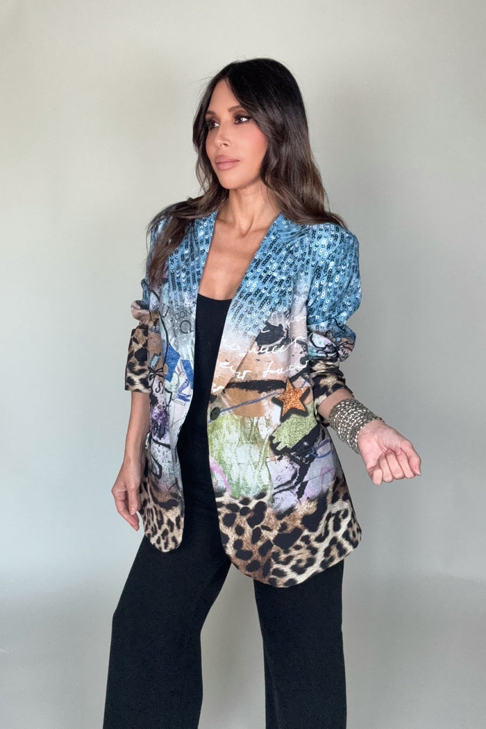 Style the Italian Snoopy Print Blazer exclusively at Born To Glam