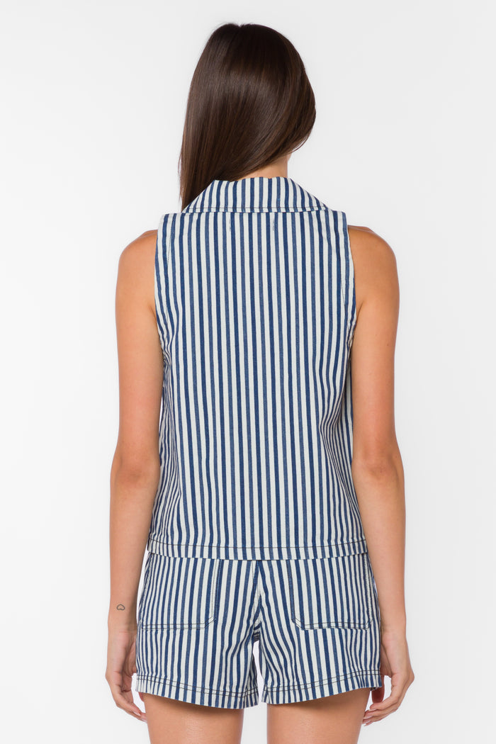 Kensey Indigo Stripe Top - Tops - Velvet Heart Clothing