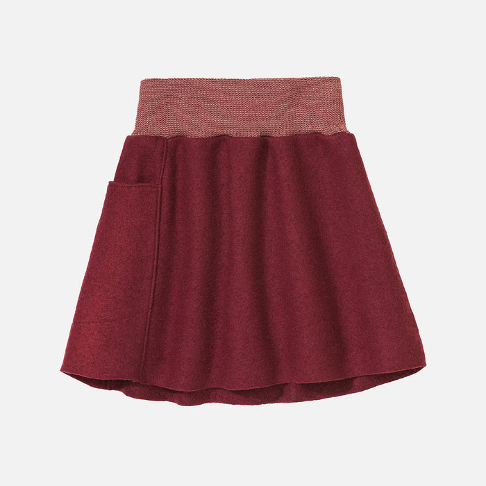 Kids Boiled Merino Wool Skirt - Cassis