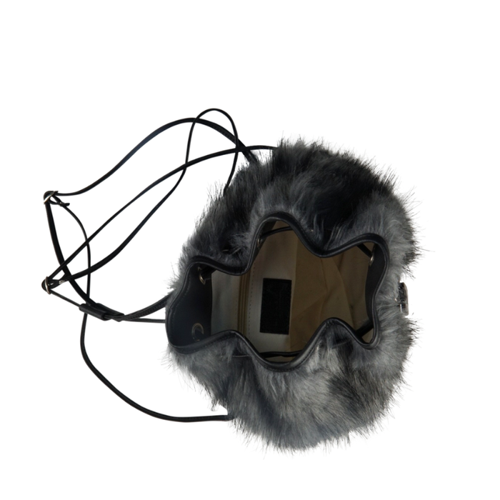 Leah Mini Faux Fur Backpack in grey