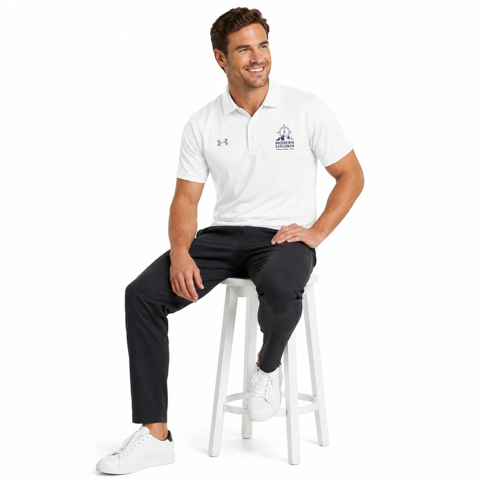 Under Armour men's polo shirt with sweat-wicking comfort, textured fabric and easy styling for golf, BBQs and work days today