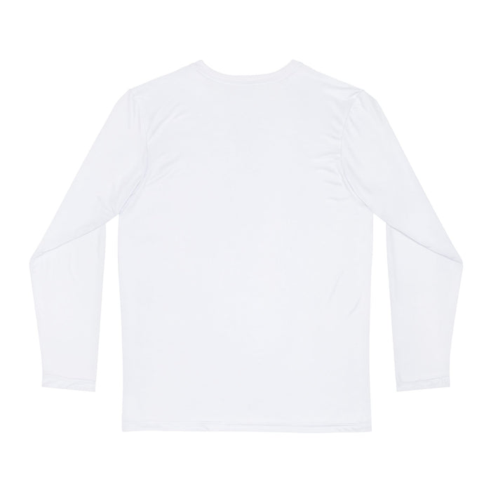 Men's 100% polyester long sleeve soccer shirt, assembled in the USA from globally sourced components for everyday casual use.