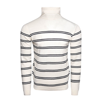 Men's Striped Roll Neck Knit Sweater