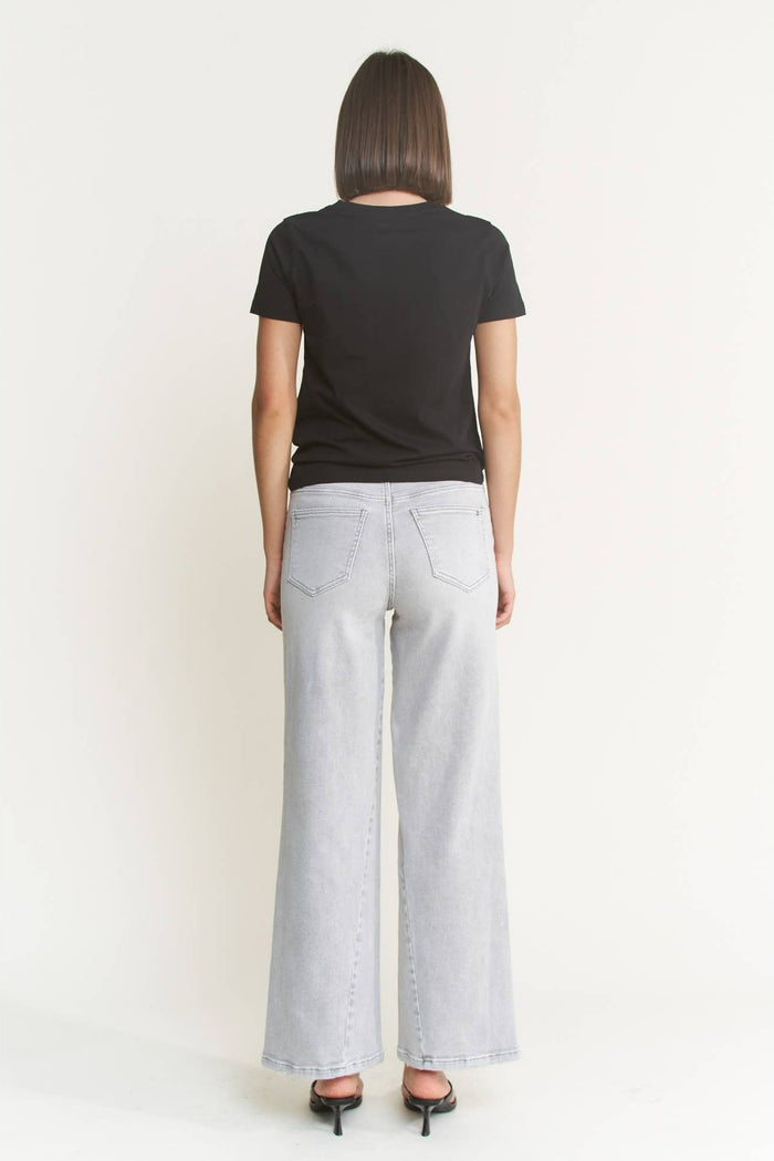 Style the Mica Denim Gray High Rise Wide Leg Jeans exclusively at Born To Glam