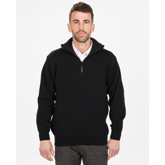MKM - 100% Wool Northwester w/ Suede Patches (MS1742) Black