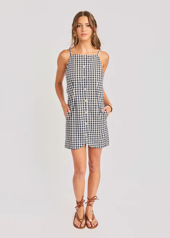 Mustang Gingham Mini Dress - Navy