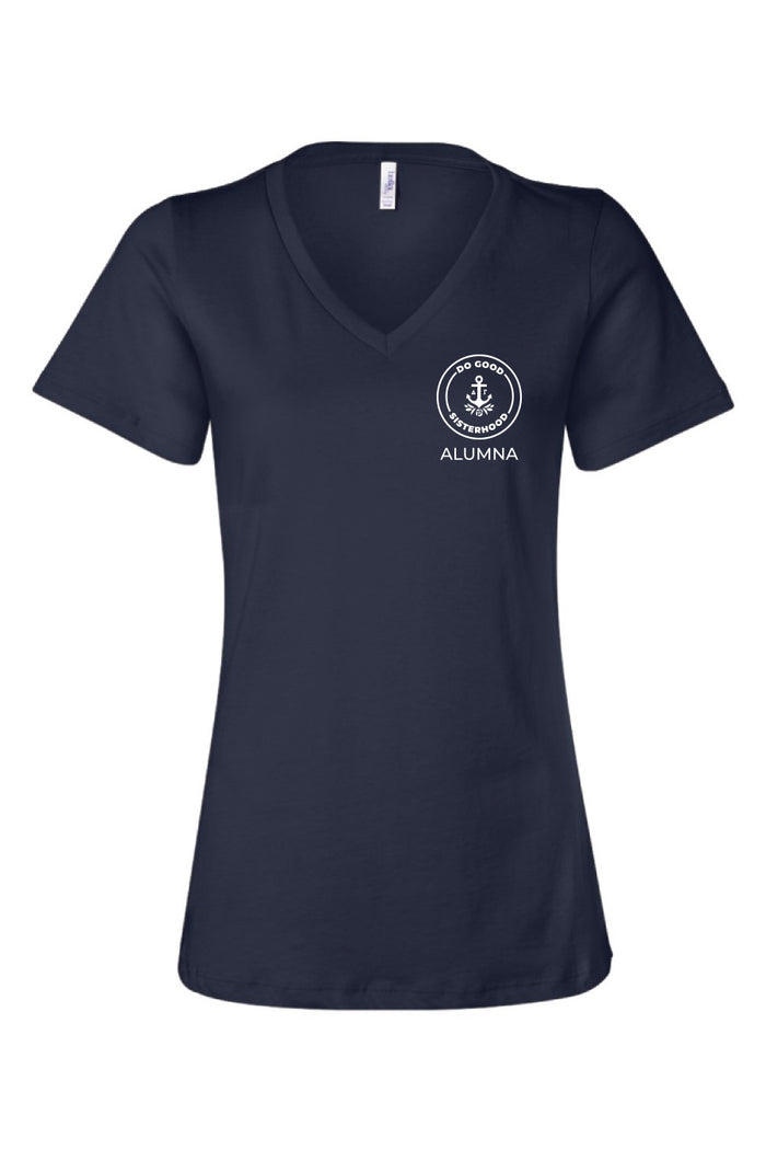 Navy Alumna Logo Vneck - Hannah's Closet - The Official Boutique for Delta Gamma