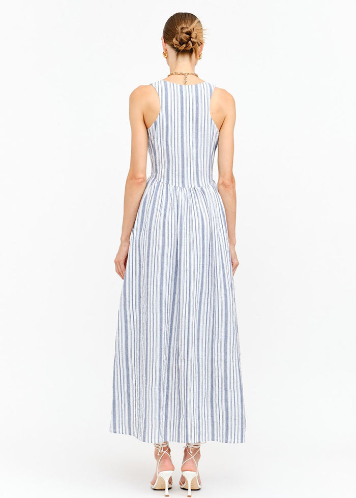 Oliver Seersucker Maxi Dress - Blue