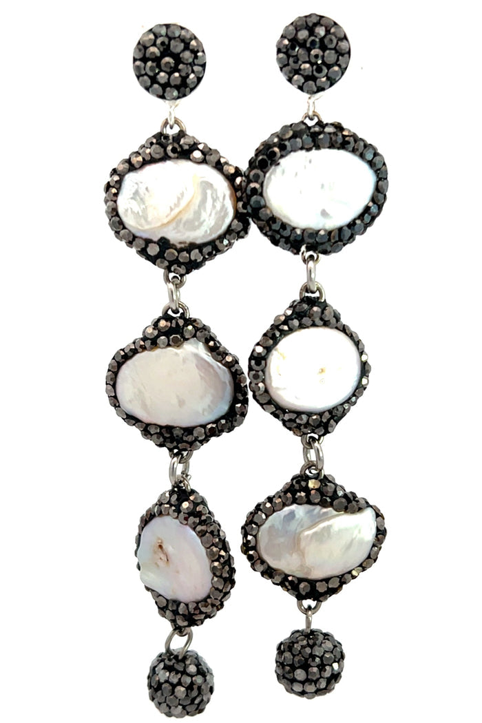 Style the Pearl Triple Tier Crystal 925 Sterling Silver Earring exclusively at Born To Glam
