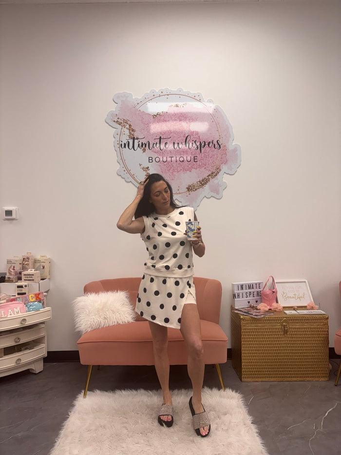 Polka Dot Tank Split Mini Skort Set - Intimate Whispers