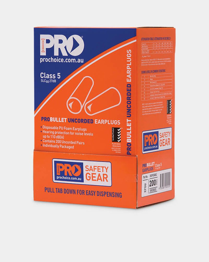 Probullet Disposable Uncorded Earplugs Box of 200 Pairs EPOU/200