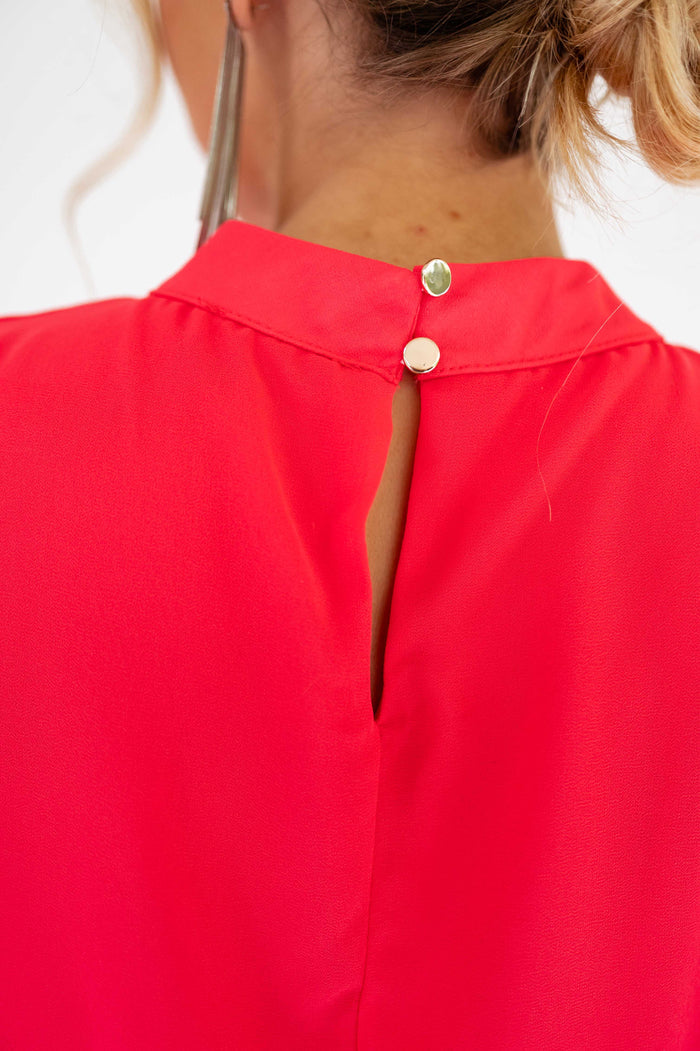 Raspberry Amandine dress elastic waist detail