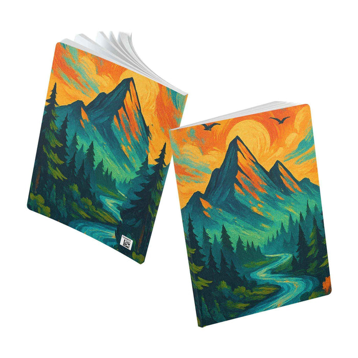 Compact softcover journal with mountain cover artwork, ruled pages and 80 lb text paper for notes, ideas and travel memories.