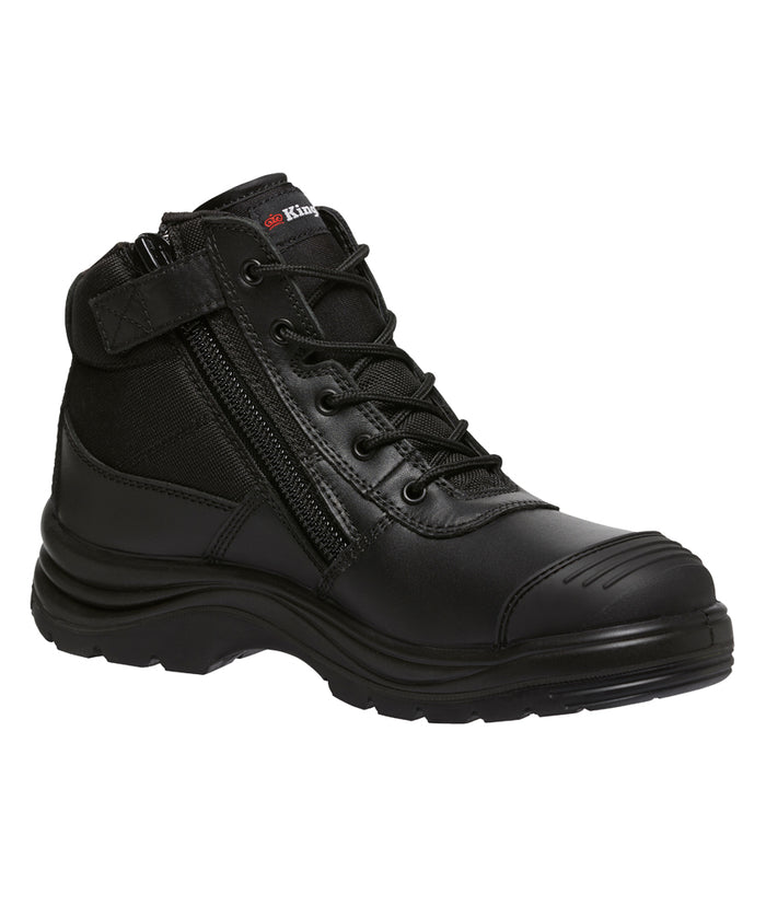 Tradie Zip/Lace Steel Cap Safety Work Boots 5" - Black K27150