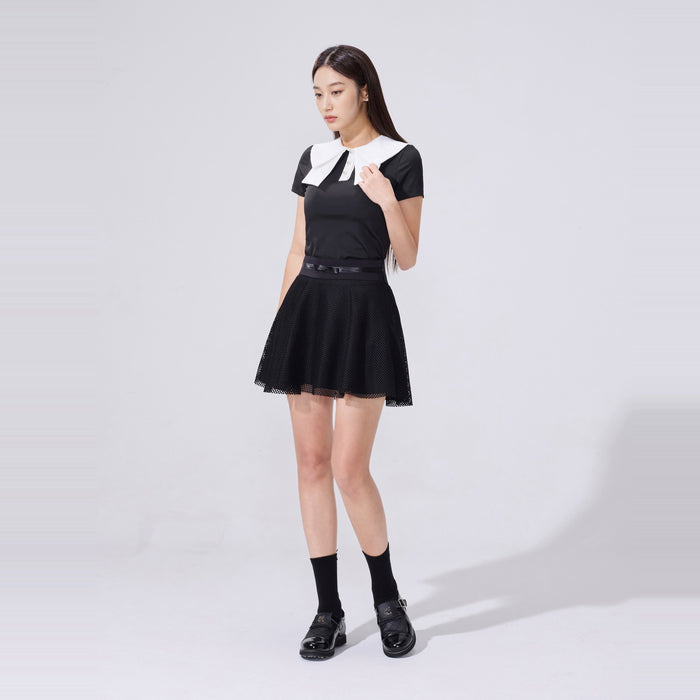 Tulle Frill Ankle Socks (Black)