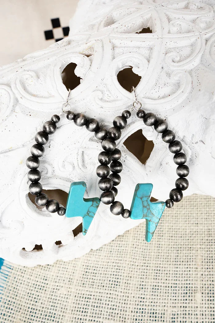 Turquoise Lightning Valley Silver Teardrop Earrings