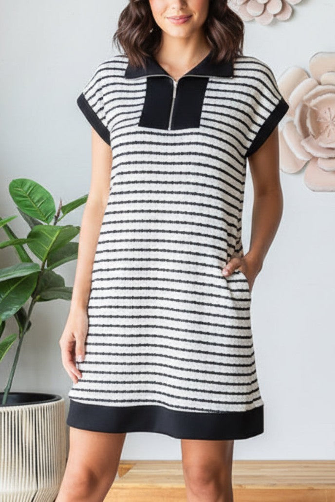Vineyard Striped Polo Dress-Cute-Trendy-Shop-Womens-Boutique-Clothing-Store
