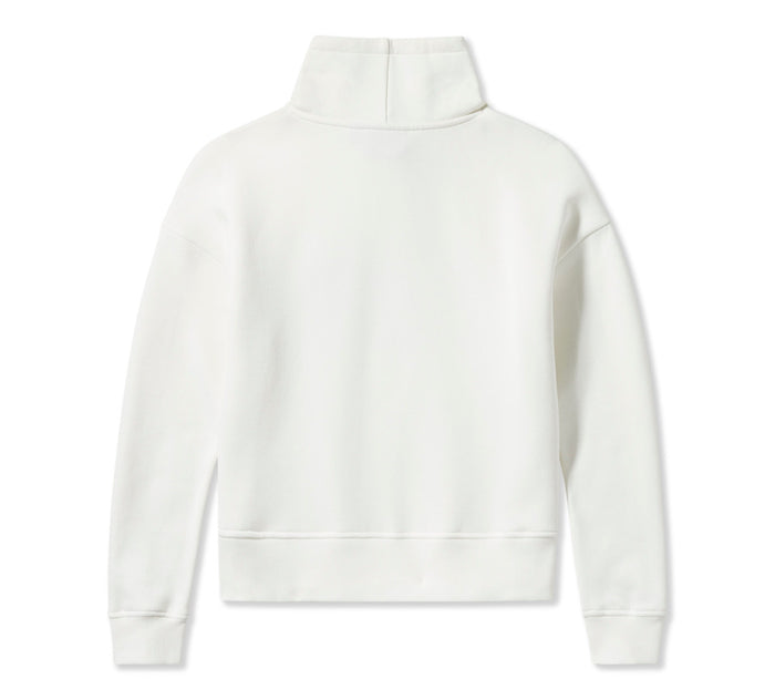 Women's Essential Bar & Shield Funnel Neck Pullover - Cloud Dancer