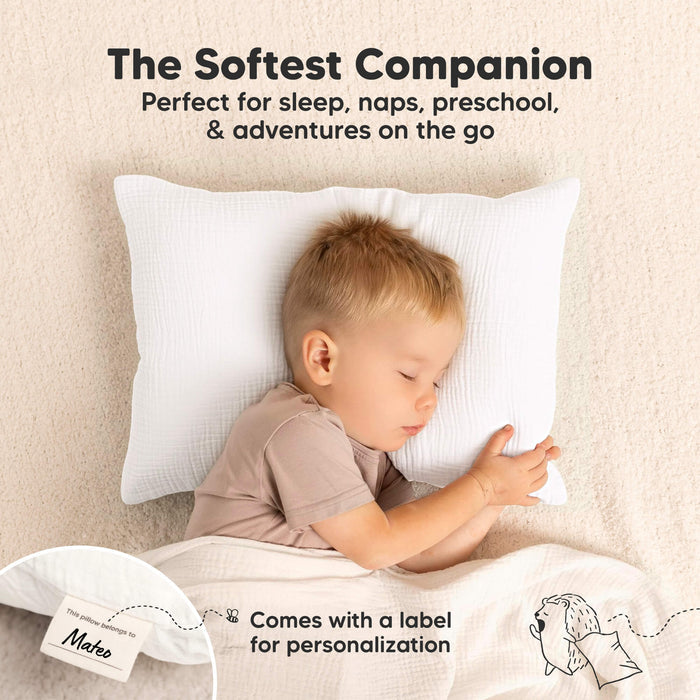 The softest companion toddler pillowcase is designed for sleep, naps, preschool, and travel.