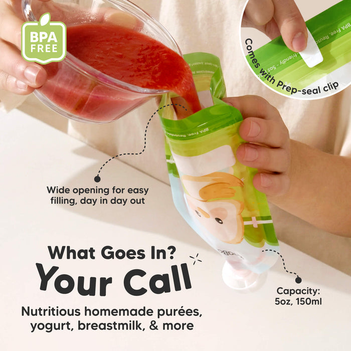 What Goes In? Your Call - Nutritious homemade purées, yogurt, breastmilk, & more. (Wide opening for easy filling, day in day out. Capacity: 5oz, 150ml)