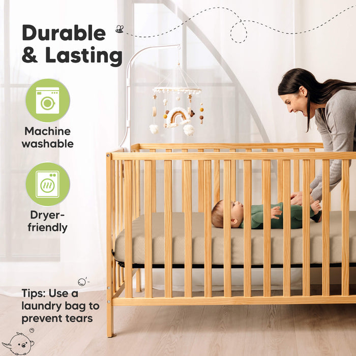Durable Aereo fitted crib sheet that is machine washable and dryer-friendly for everyday use