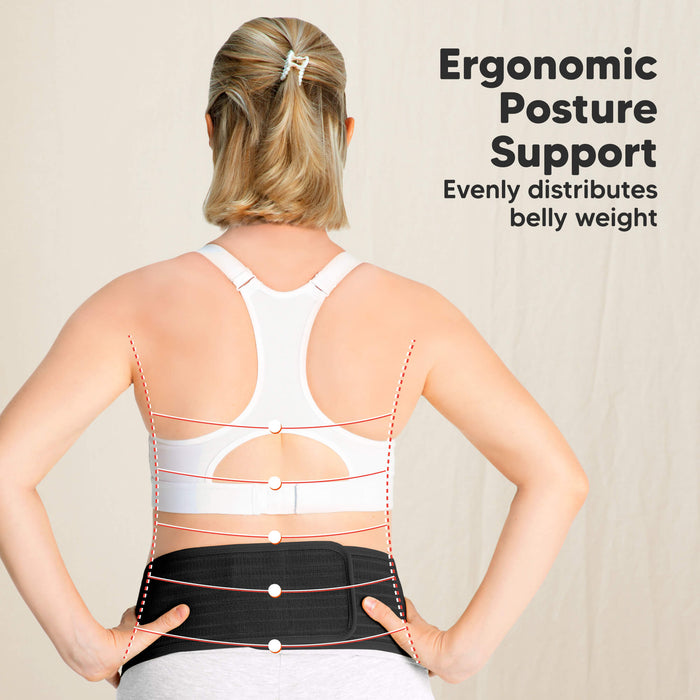 Ergonomic posture support that evenly distributes belly weight.
