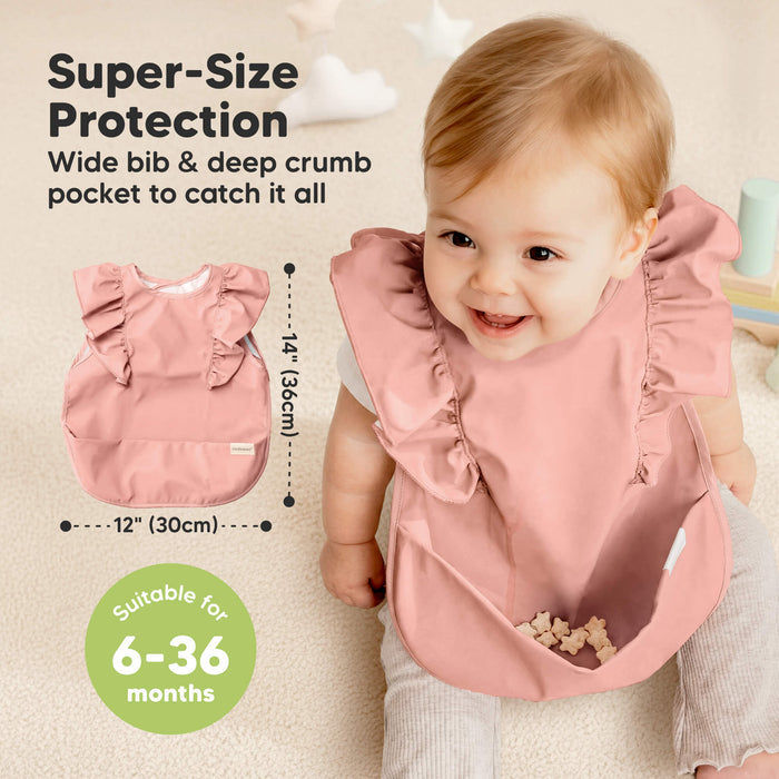 Super-Size Protect ion
Wide bib & deep crumb
pocket to catch it all 
Suitable for 6-36 months 
14" (36cm) x 12"(30cm)
