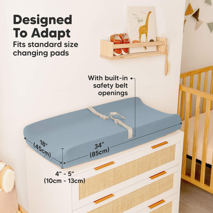 Designed To Adapt
Fits standard size changing pad 
With built-in safety belt openings 
18"(45cm) x 34"(85cm) x 4"-5" (10cm-13cm)