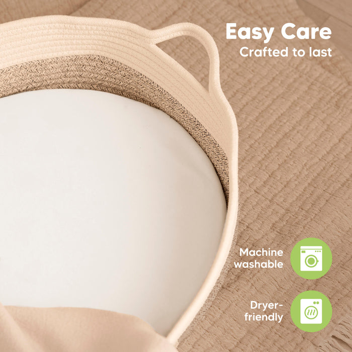 Easy care, machine washable and dryer-friendly.