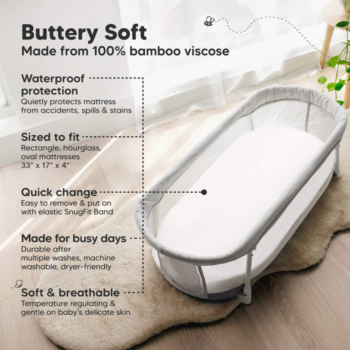 Buttery Soft - Made from 100% bamboo viscose (Waterproof protection, Sized to fit Rectangle, hourglass, oval mattresses: 33" x 17" x 4", Quick change, Made for busy days, and Soft & Breathable)