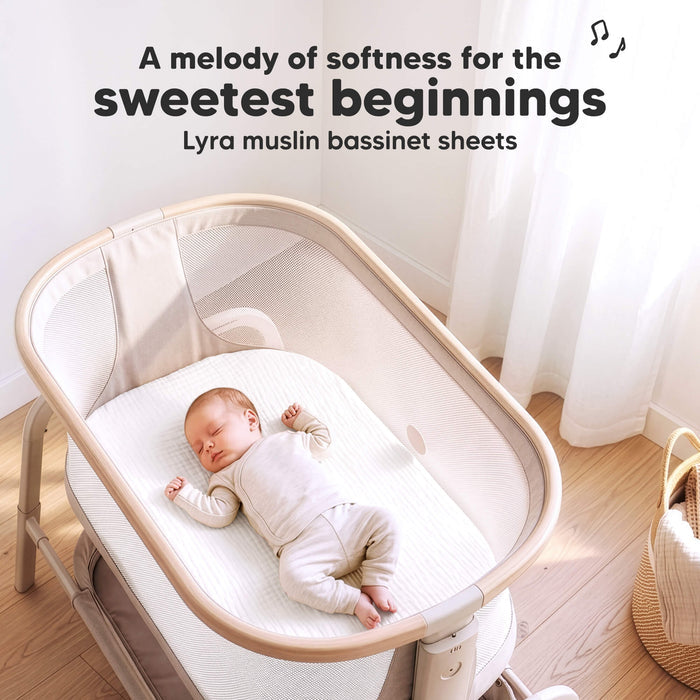 A melody of softness for the sweetest beginnings - Lyra muslin bassinet sheets