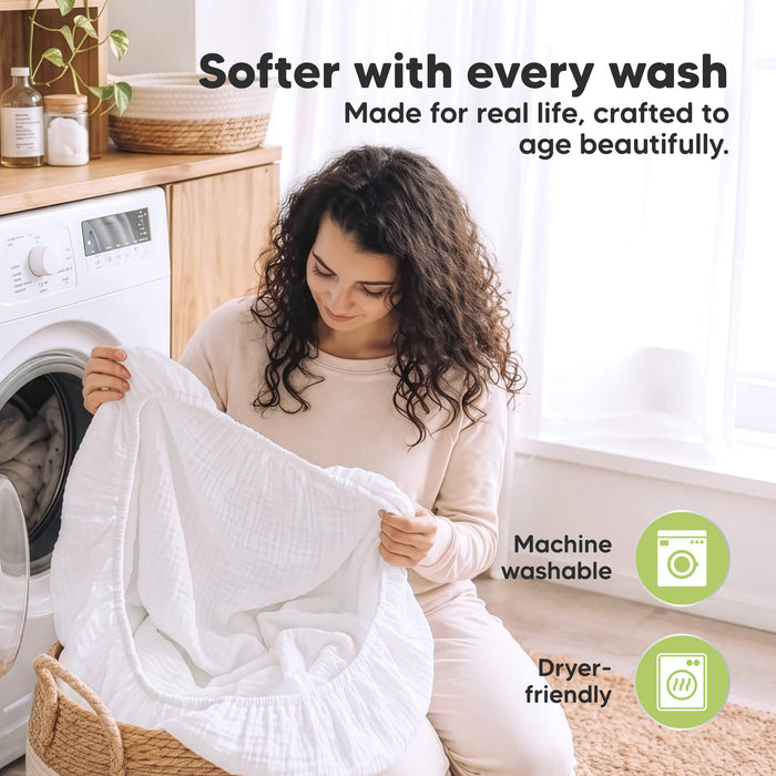 Softer with every wash - Made for real life, crafted to age beautifully. Machine washable and Dryer-friendly