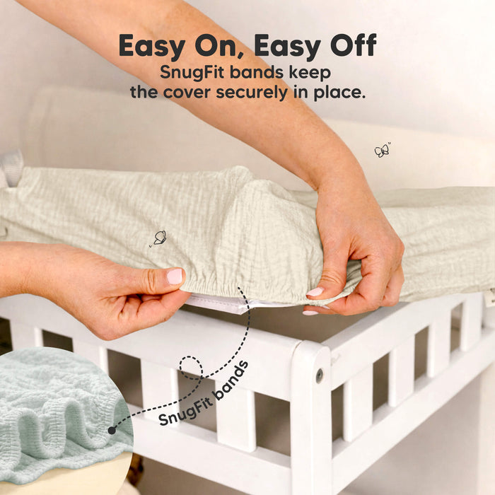Easy On, Easy Off. SnugFit bands keep the cover securely in place.
