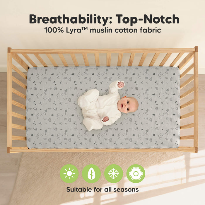 Top-notch breathability with 100% Lyra™ muslin cotton, suitable for all seasons.