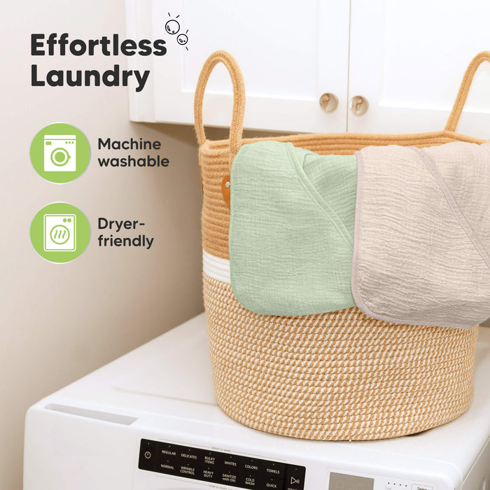 Effortless laundry with machine washable and dryer-friendly fabric.